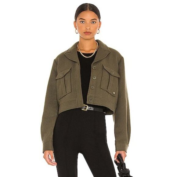 Anine Bing Military Green Cropped Wool Dallas Jacket military equestrian western - Picture 2 of 11